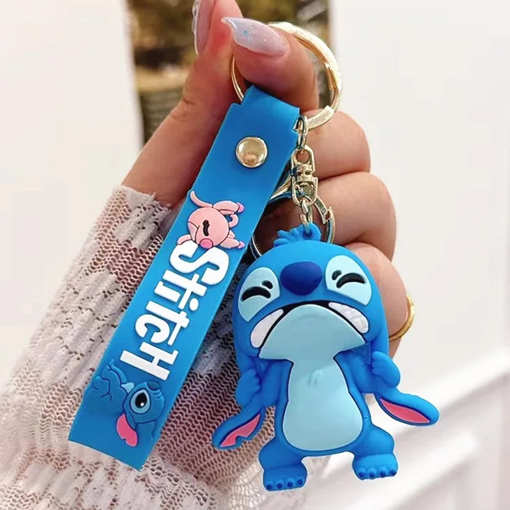Wholesale Anime Disney Keychain Mickey Mouse Minnie Lilo & Stitch New Cartoon Keyring Key Chain Car Pendant Kids Toys Gifts