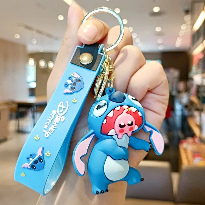 Wholesale Anime Disney Keychain Mickey Mouse Minnie Lilo & Stitch New Cartoon Keyring Key Chain Car Pendant Kids Toys Gifts