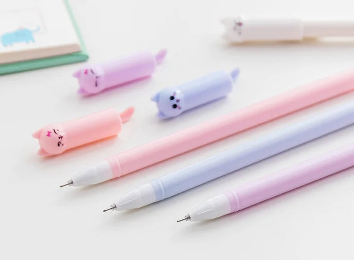 6 Piece Cute Creative Black Cat Gel Pen Stationery