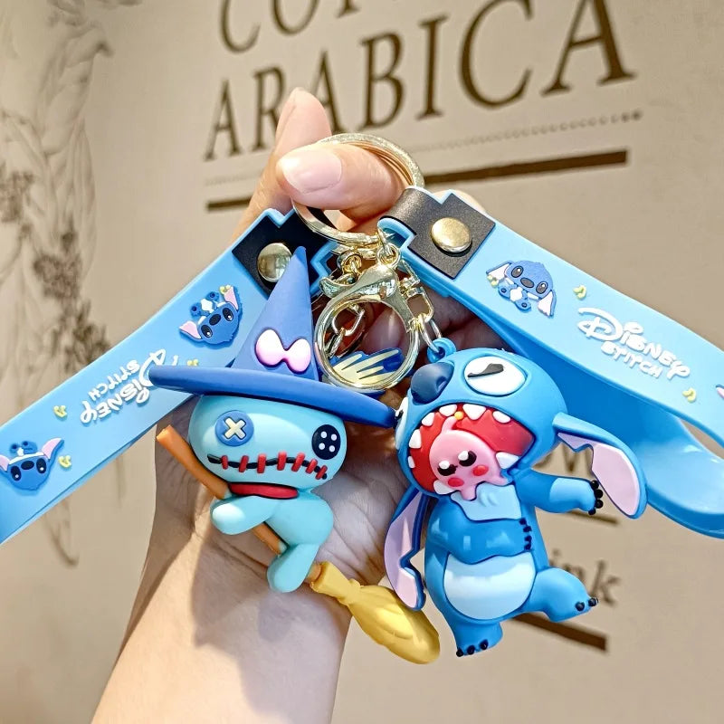 Wholesale Anime Disney Keychain Mickey Mouse Minnie Lilo & Stitch New Cartoon Keyring Key Chain Car Pendant Kids Toys Gifts