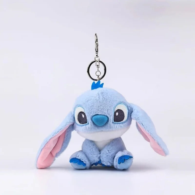 12CM Disney Stitch Plush Keychain Kawaii Action Figures Cartoon Backpack Pendant Cute Doll Keyring Bag Car Pendant Stuffed Toys