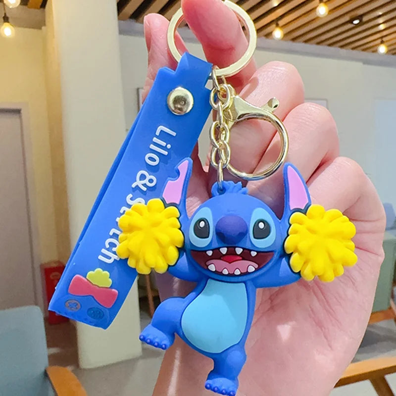 Wholesale Anime Disney Keychain Mickey Mouse Minnie Lilo & Stitch New Cartoon Keyring Key Chain Car Pendant Kids Toys Gifts