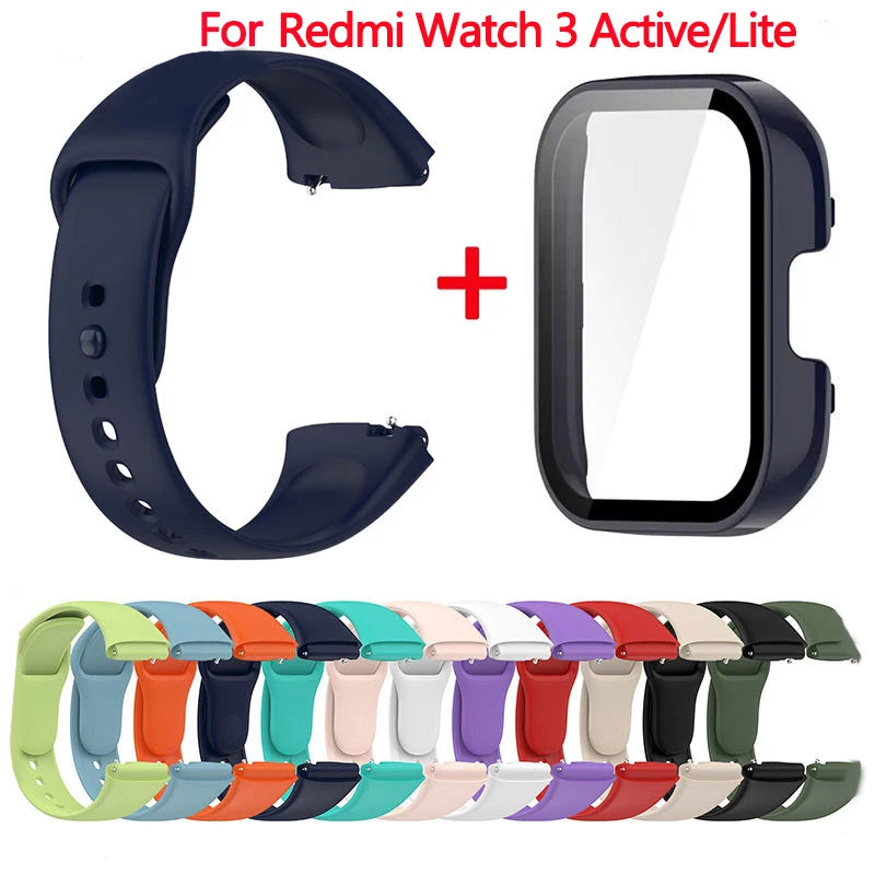 Silicone Strap+Case for Xiaomi Redmi Watch 3 Active band smartwatch Accessories Sport Bracelet For Redmi watch3 Active/Lite Case