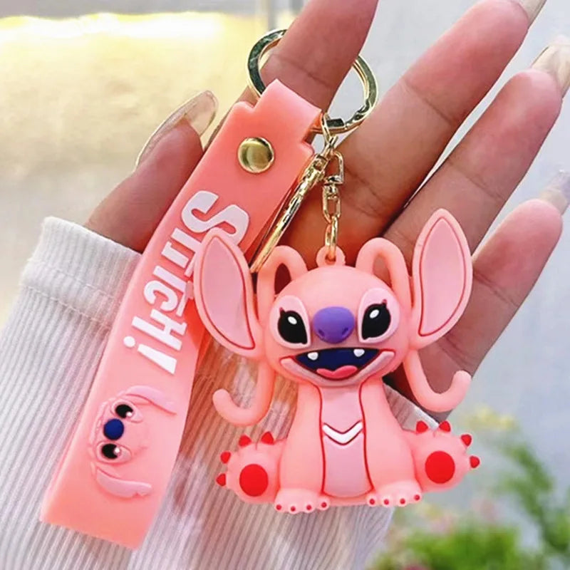 Wholesale Anime Disney Keychain Mickey Mouse Minnie Lilo & Stitch New Cartoon Keyring Key Chain Car Pendant Kids Toys Gifts