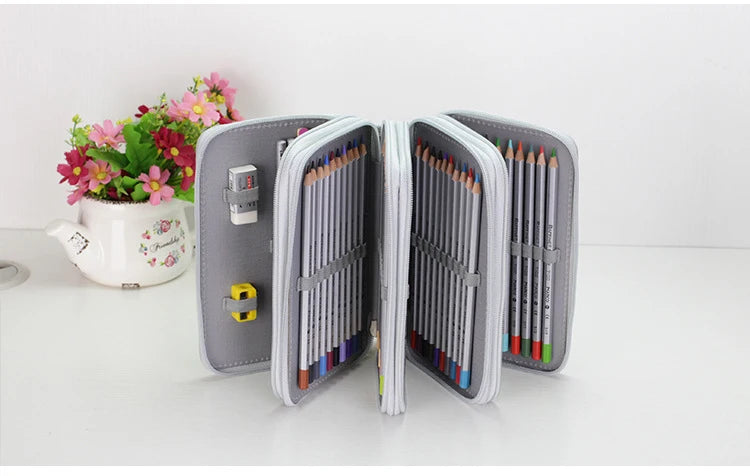 32/48/72 Holes Pencil Case for Colored Pencils Multifunction Large Capacity Art Drawing Pen Storage Bag School Stationery