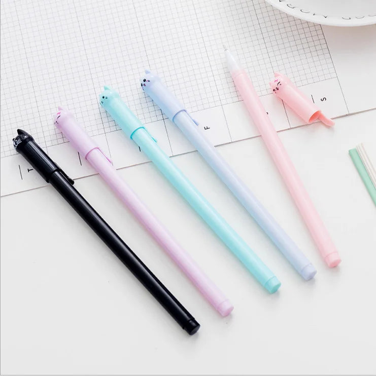 6 Piece Cute Creative Black Cat Gel Pen Stationery