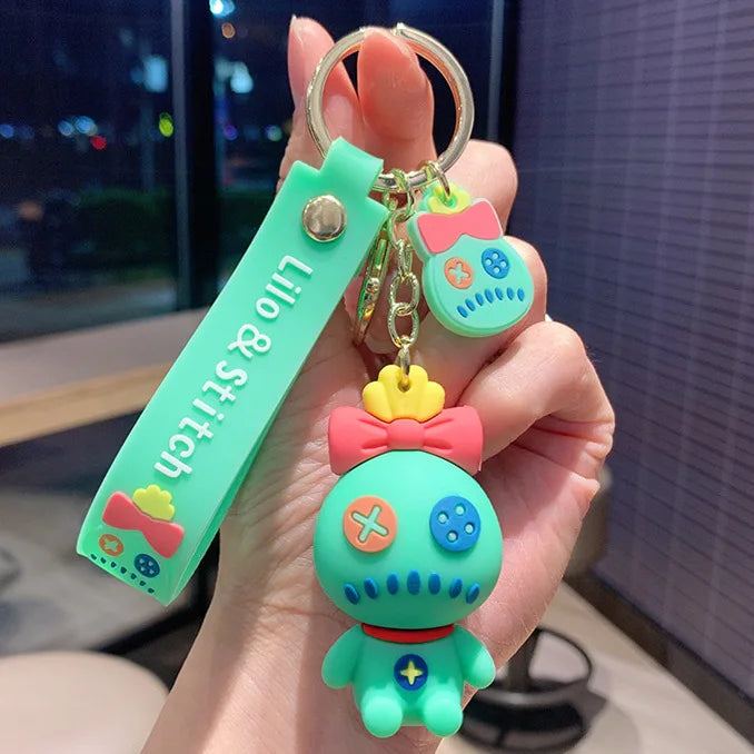 Wholesale Anime Disney Keychain Mickey Mouse Minnie Lilo & Stitch New Cartoon Keyring Key Chain Car Pendant Kids Toys Gifts