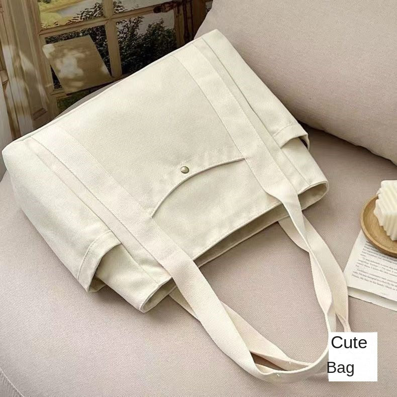 Large Capacity Canvas Solid Letter Tote Bag Versatile Handbag for Commuter Work Student Class Underarm Women's Bag shopping bag