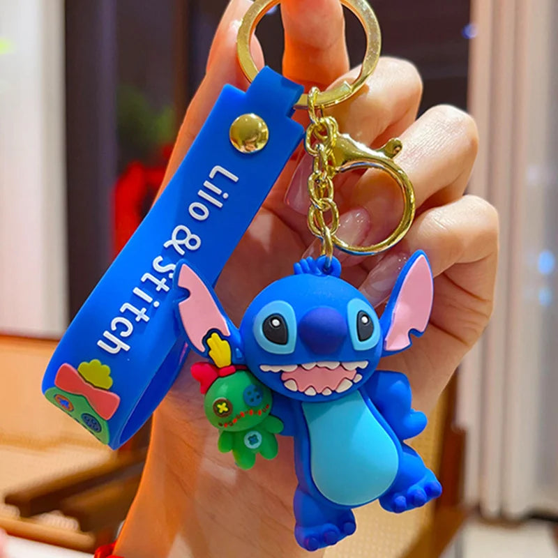 Wholesale Anime Disney Keychain Mickey Mouse Minnie Lilo & Stitch New Cartoon Keyring Key Chain Car Pendant Kids Toys Gifts