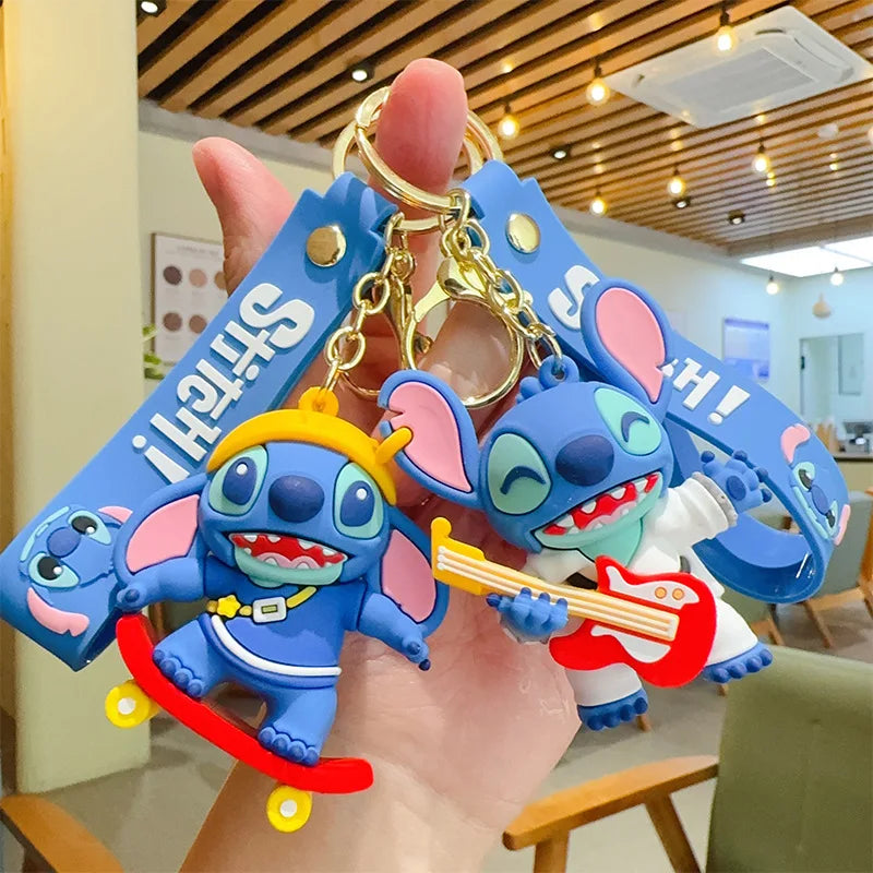 Wholesale Anime Disney Keychain Mickey Mouse Minnie Lilo & Stitch New Cartoon Keyring Key Chain Car Pendant Kids Toys Gifts