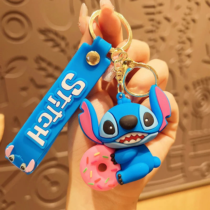 Wholesale Anime Disney Keychain Mickey Mouse Minnie Lilo & Stitch New Cartoon Keyring Key Chain Car Pendant Kids Toys Gifts