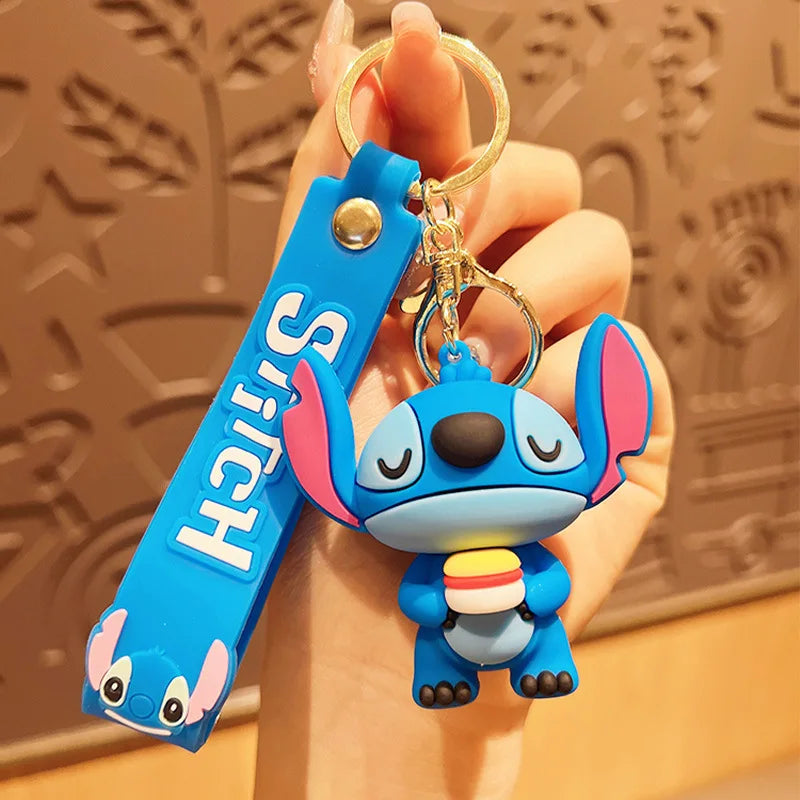 Wholesale Anime Disney Keychain Mickey Mouse Minnie Lilo & Stitch New Cartoon Keyring Key Chain Car Pendant Kids Toys Gifts