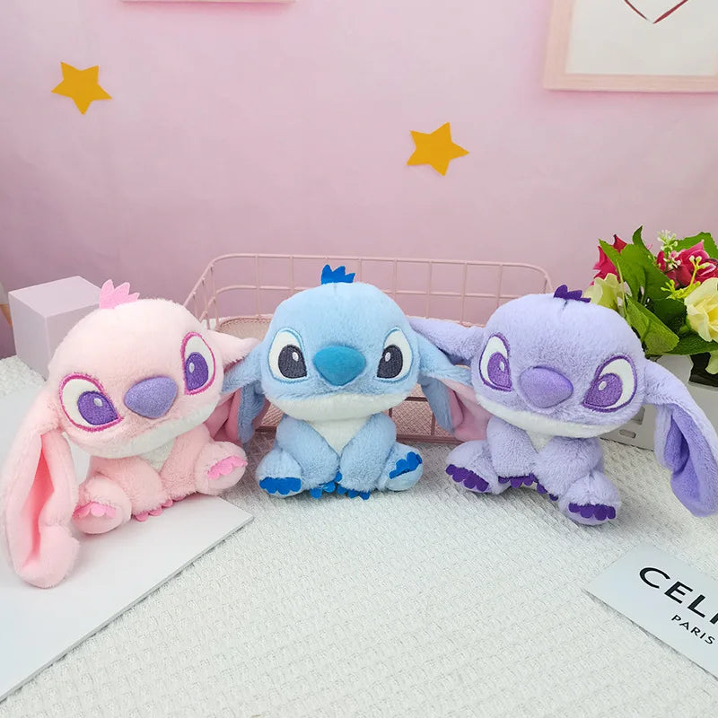 12CM Disney Stitch Plush Keychain Kawaii Action Figures Cartoon Backpack Pendant Cute Doll Keyring Bag Car Pendant Stuffed Toys