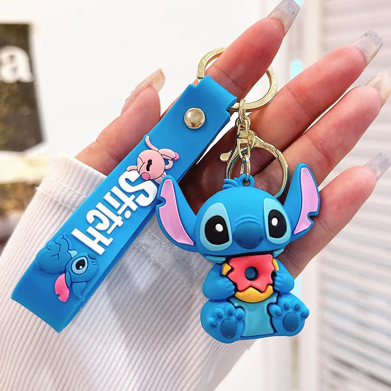 Wholesale Anime Disney Keychain Mickey Mouse Minnie Lilo & Stitch New Cartoon Keyring Key Chain Car Pendant Kids Toys Gifts