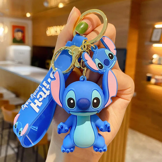 Wholesale Anime Disney Keychain Mickey Mouse Minnie Lilo & Stitch New Cartoon Keyring Key Chain Car Pendant Kids Toys Gifts