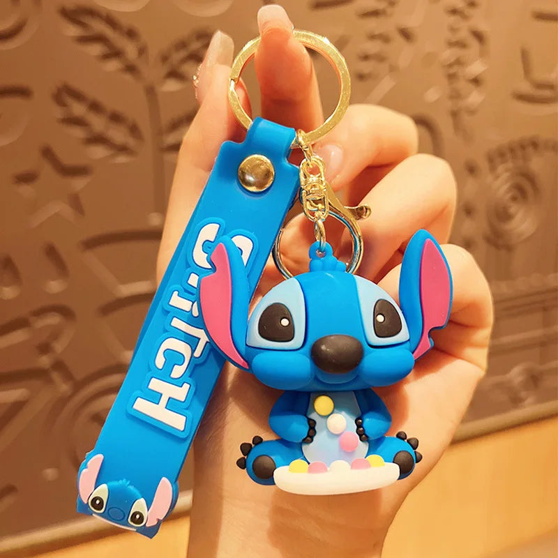 Wholesale Anime Disney Keychain Mickey Mouse Minnie Lilo & Stitch New Cartoon Keyring Key Chain Car Pendant Kids Toys Gifts
