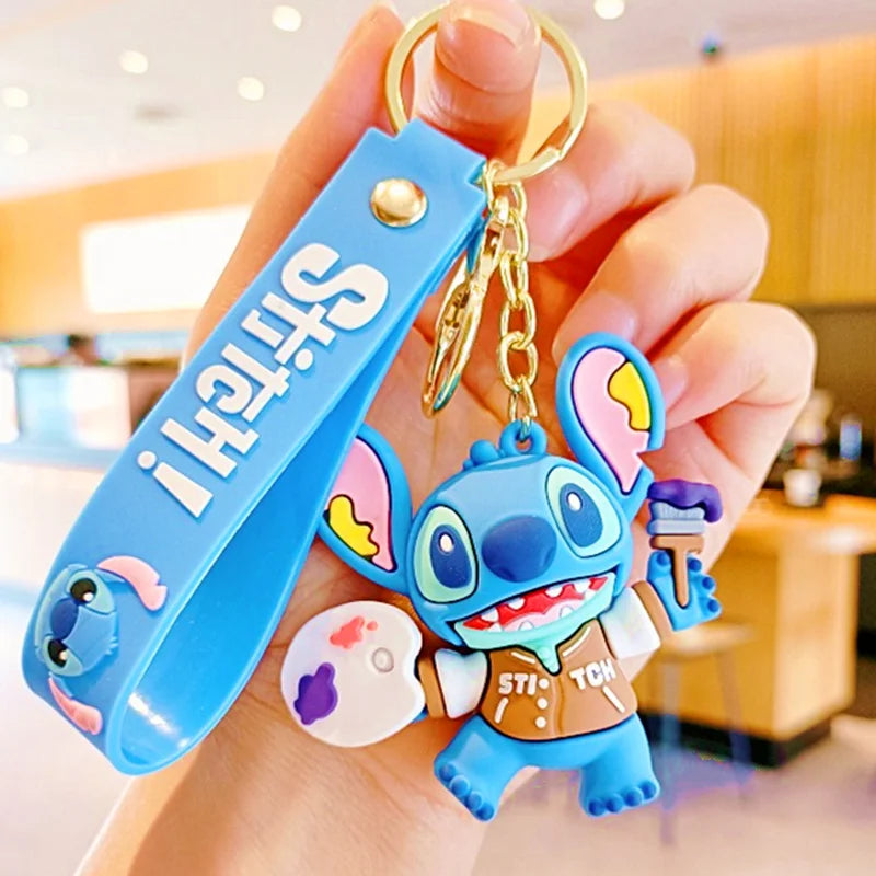 Wholesale Anime Disney Keychain Mickey Mouse Minnie Lilo & Stitch New Cartoon Keyring Key Chain Car Pendant Kids Toys Gifts