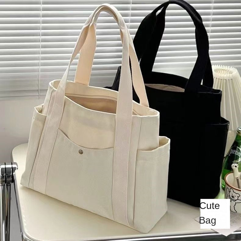 Large Capacity Canvas Solid Letter Tote Bag Versatile Handbag for Commuter Work Student Class Underarm Women's Bag shopping bag