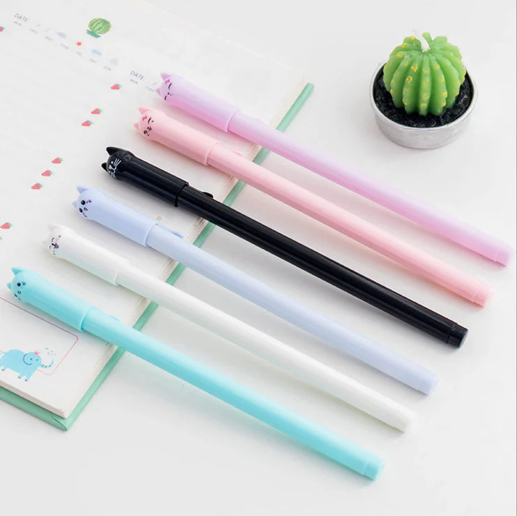 6 Piece Cute Creative Black Cat Gel Pen Stationery