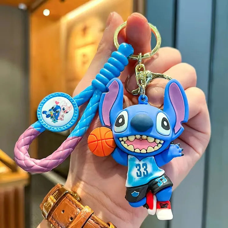 Wholesale Anime Disney Keychain Mickey Mouse Minnie Lilo & Stitch New Cartoon Keyring Key Chain Car Pendant Kids Toys Gifts