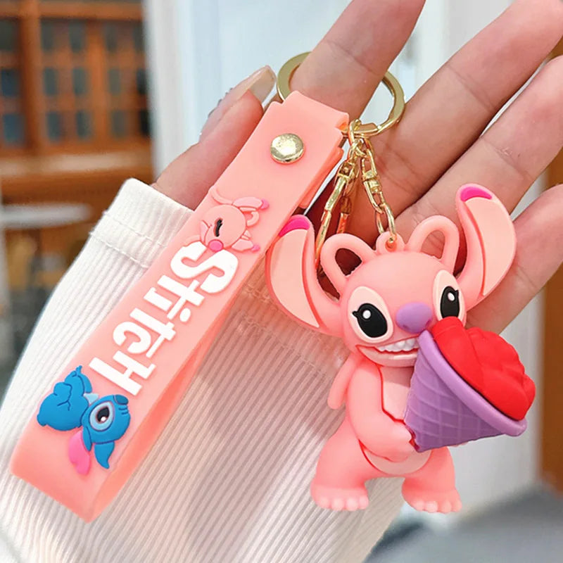 Wholesale Anime Disney Keychain Mickey Mouse Minnie Lilo & Stitch New Cartoon Keyring Key Chain Car Pendant Kids Toys Gifts