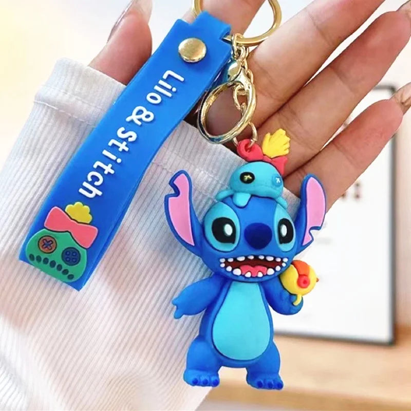 Wholesale Anime Disney Keychain Mickey Mouse Minnie Lilo & Stitch New Cartoon Keyring Key Chain Car Pendant Kids Toys Gifts