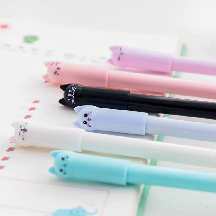 6 Piece Cute Creative Black Cat Gel Pen Stationery