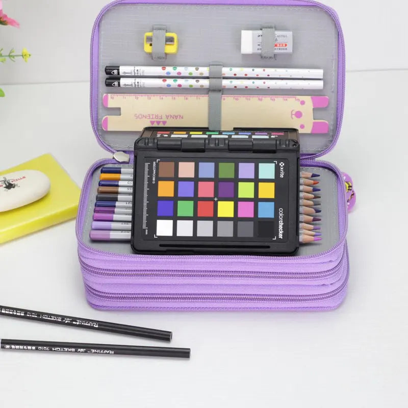 32/48/72 Holes Pencil Case for Colored Pencils Multifunction Large Capacity Art Drawing Pen Storage Bag School Stationery