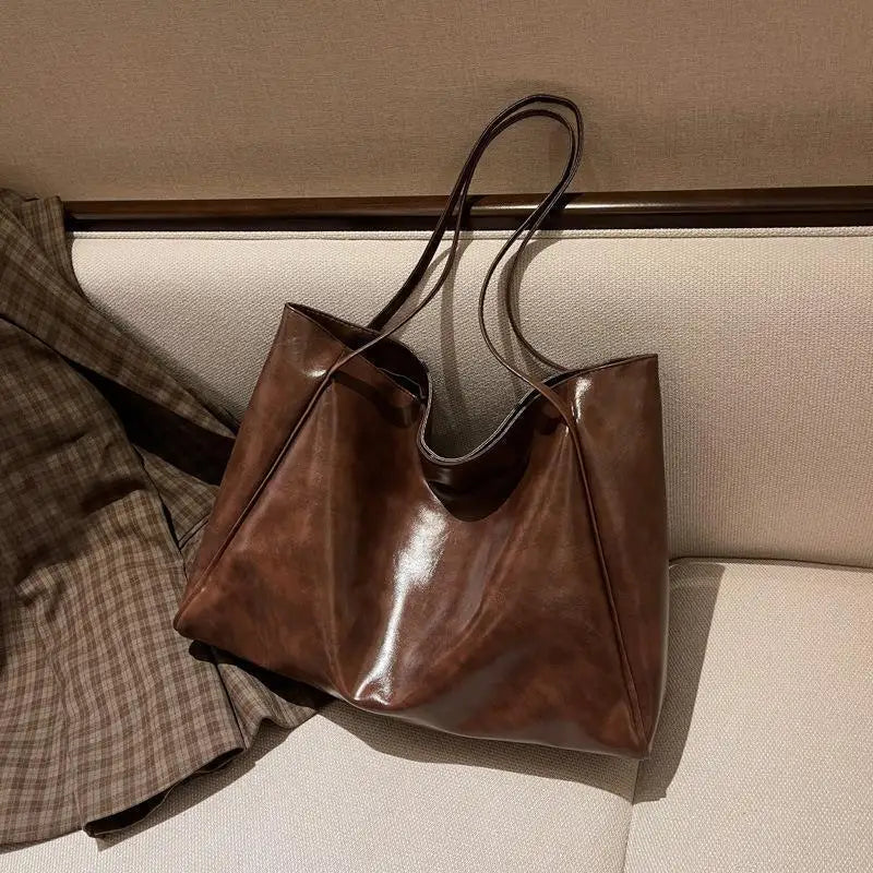 Wholesale New Fashion Tote Bag Solid PU Large Capacity Women'S Shopping Travel Handbag Shoulder Bag