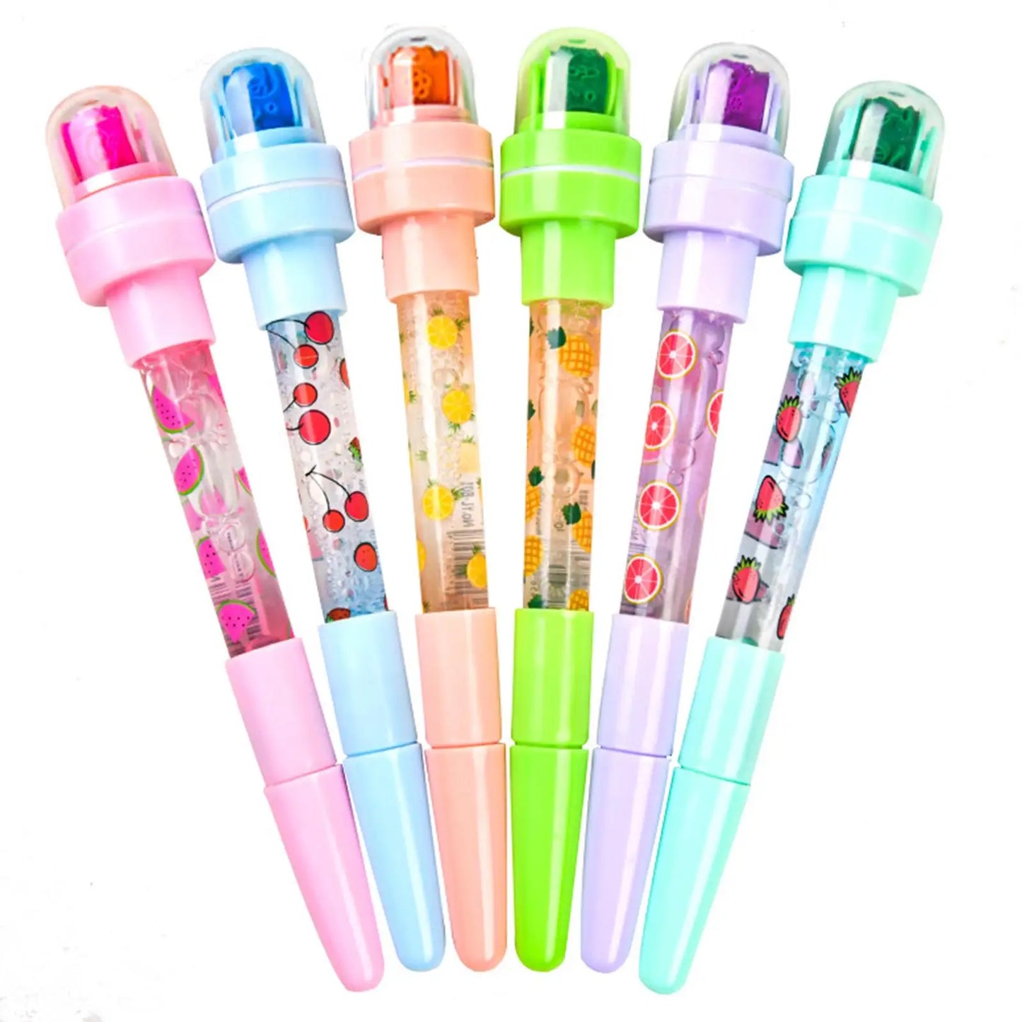 5 In 1 Children Cute Multifunctional Bubble Roller Seal Ballpoint Pen with Light Funny Magic Pen Children's Stationery Girl