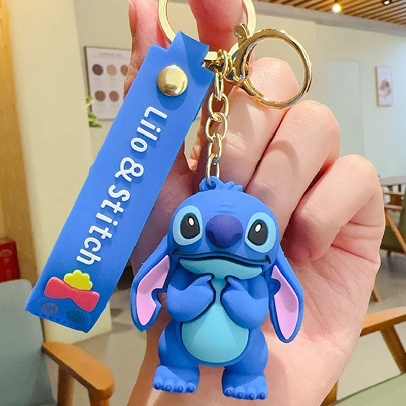 Wholesale Anime Disney Keychain Mickey Mouse Minnie Lilo & Stitch New Cartoon Keyring Key Chain Car Pendant Kids Toys Gifts