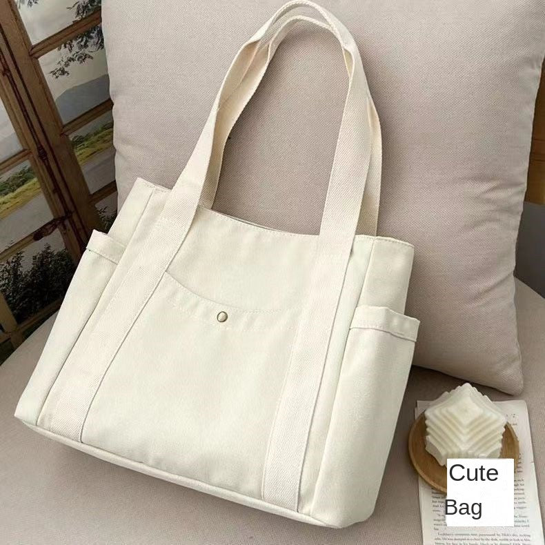 Large Capacity Canvas Solid Letter Tote Bag Versatile Handbag for Commuter Work Student Class Underarm Women's Bag shopping bag