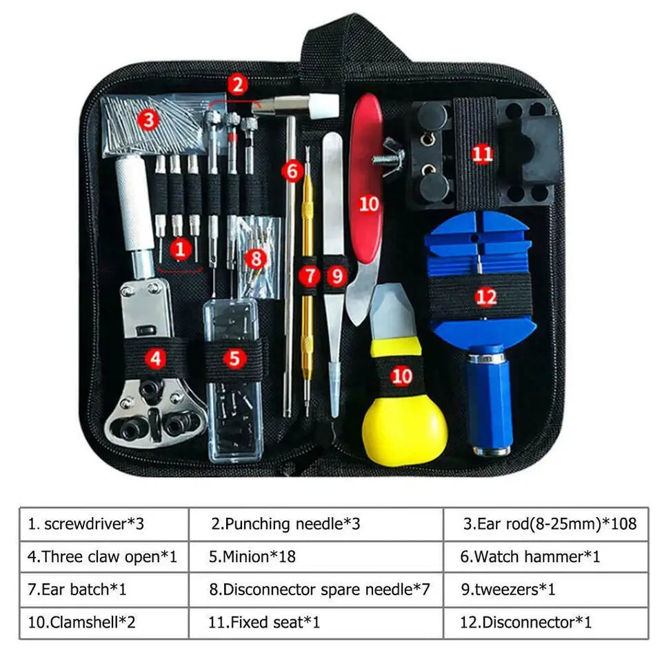 147pcs Watch Repair Kit Watchmaker Back Case Remover Opener Link Pin Spring Bar Case Opener Professional repair Tool set