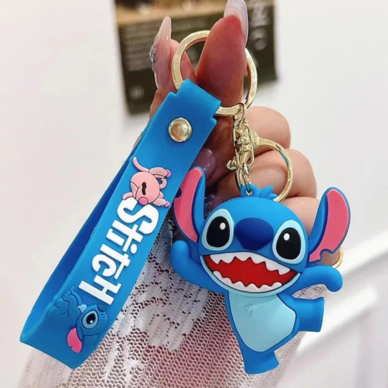 Wholesale Anime Disney Keychain Mickey Mouse Minnie Lilo & Stitch New Cartoon Keyring Key Chain Car Pendant Kids Toys Gifts