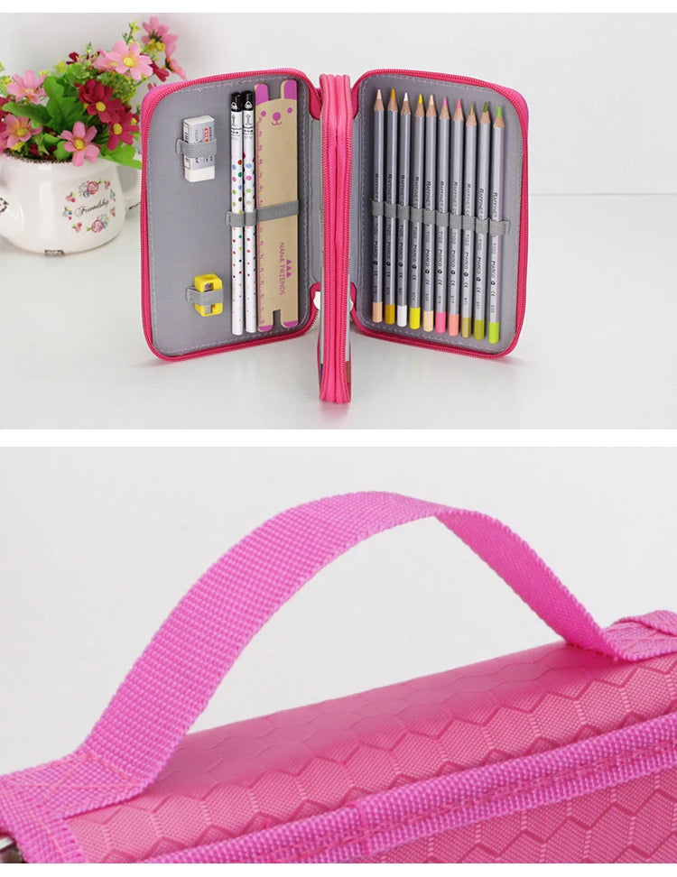 32/48/72 Holes Pencil Case for Colored Pencils Multifunction Large Capacity Art Drawing Pen Storage Bag School Stationery