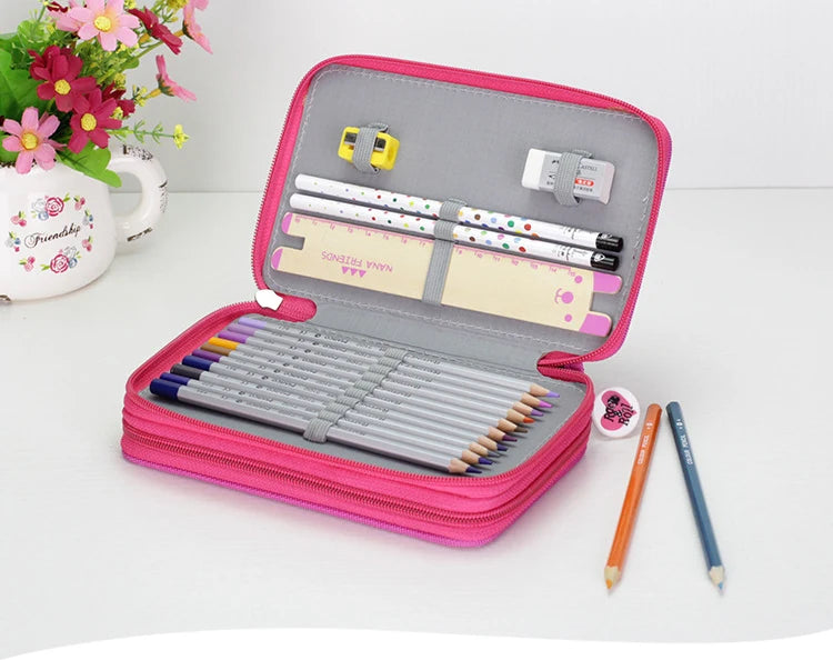 32/48/72 Holes Pencil Case for Colored Pencils Multifunction Large Capacity Art Drawing Pen Storage Bag School Stationery