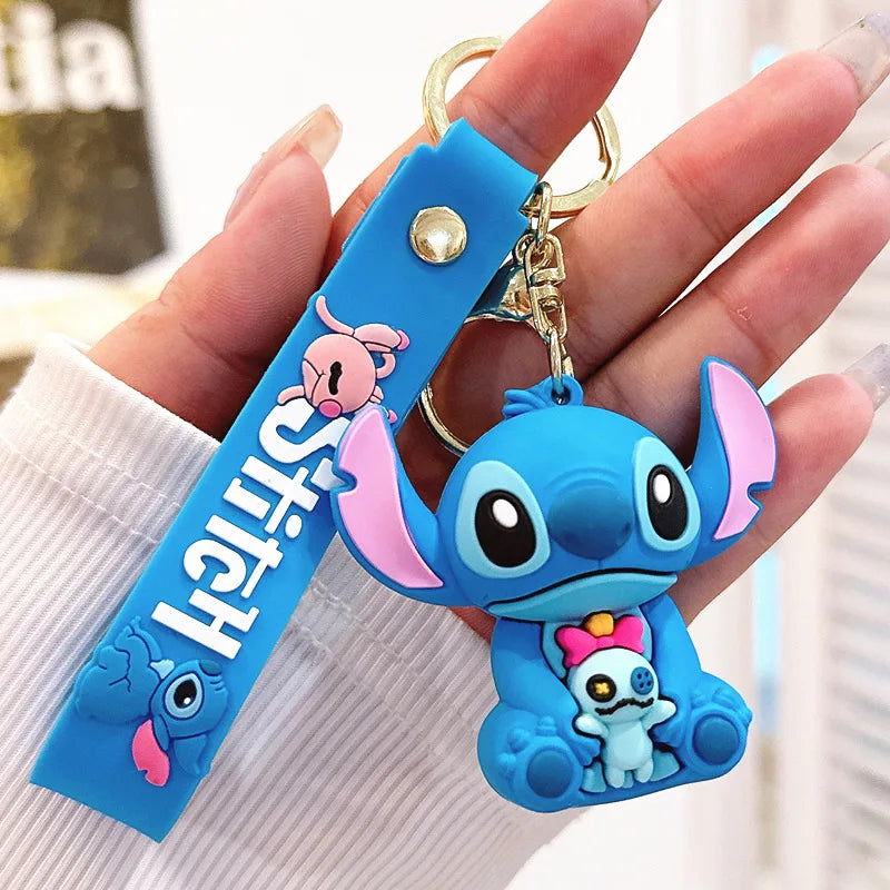 Wholesale Anime Disney Keychain Mickey Mouse Minnie Lilo & Stitch New Cartoon Keyring Key Chain Car Pendant Kids Toys Gifts
