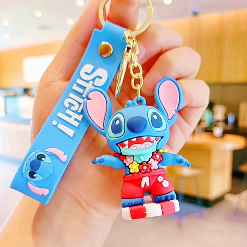 Wholesale Anime Disney Keychain Mickey Mouse Minnie Lilo & Stitch New Cartoon Keyring Key Chain Car Pendant Kids Toys Gifts