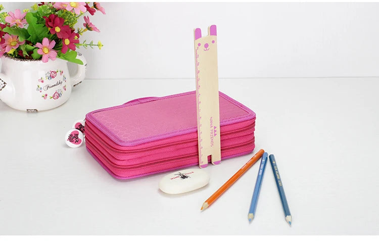 32/48/72 Holes Pencil Case for Colored Pencils Multifunction Large Capacity Art Drawing Pen Storage Bag School Stationery
