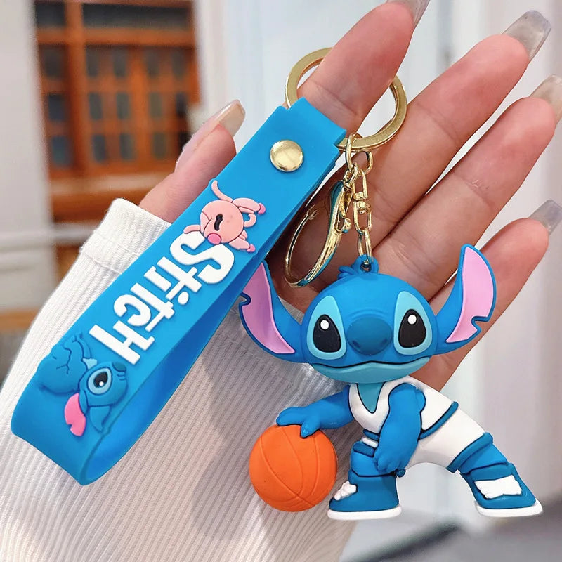 Wholesale Anime Disney Keychain Mickey Mouse Minnie Lilo & Stitch New Cartoon Keyring Key Chain Car Pendant Kids Toys Gifts
