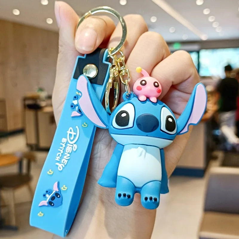 Wholesale Anime Disney Keychain Mickey Mouse Minnie Lilo & Stitch New Cartoon Keyring Key Chain Car Pendant Kids Toys Gifts