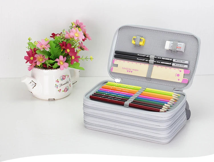 32/48/72 Holes Pencil Case for Colored Pencils Multifunction Large Capacity Art Drawing Pen Storage Bag School Stationery