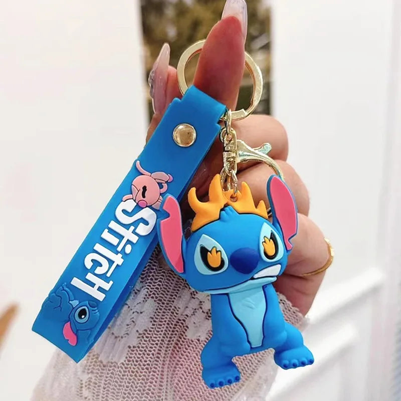 Wholesale Anime Disney Keychain Mickey Mouse Minnie Lilo & Stitch New Cartoon Keyring Key Chain Car Pendant Kids Toys Gifts