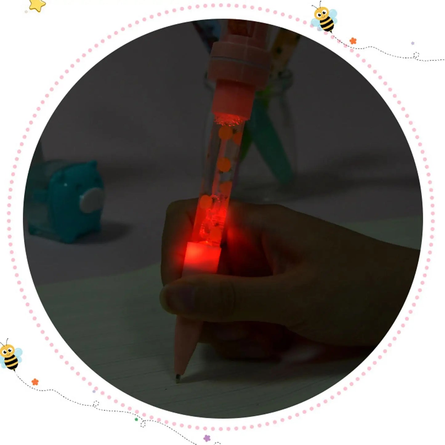 5 In 1 Children Cute Multifunctional Bubble Roller Seal Ballpoint Pen with Light Funny Magic Pen Children's Stationery Girl