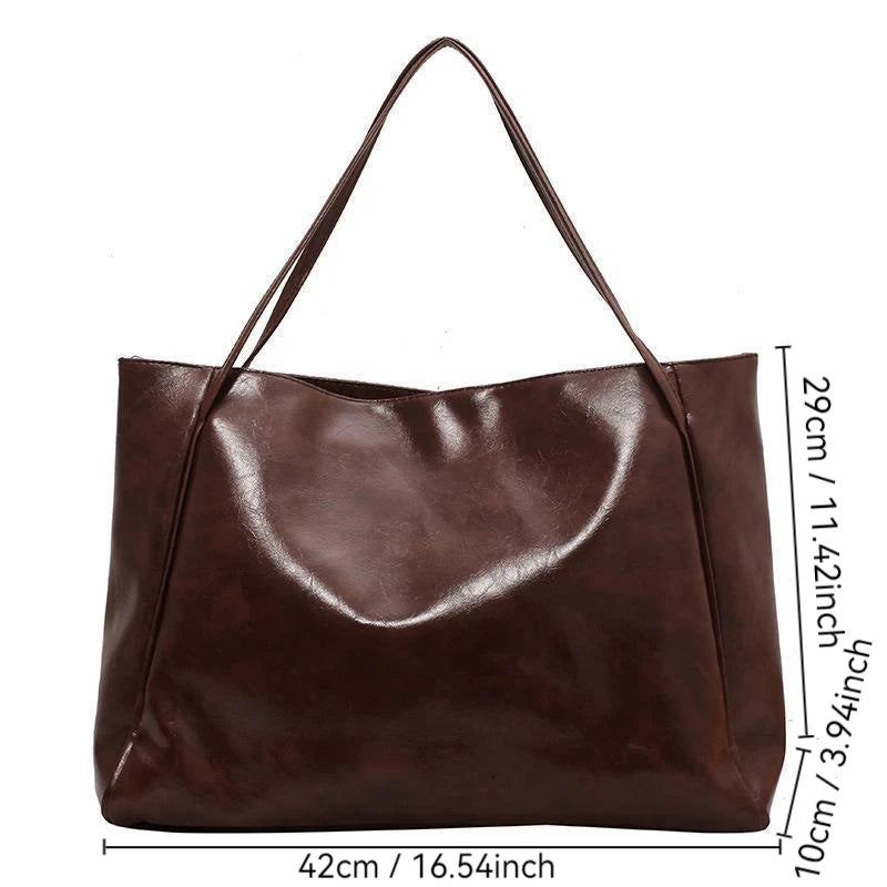 Wholesale New Fashion Tote Bag Solid PU Large Capacity Women'S Shopping Travel Handbag Shoulder Bag