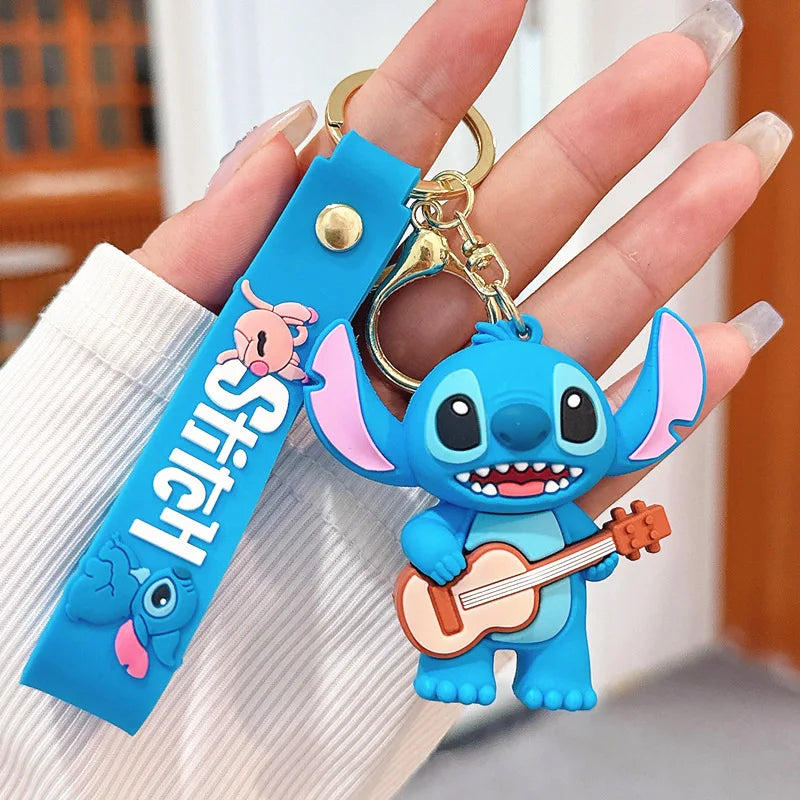 Wholesale Anime Disney Keychain Mickey Mouse Minnie Lilo & Stitch New Cartoon Keyring Key Chain Car Pendant Kids Toys Gifts