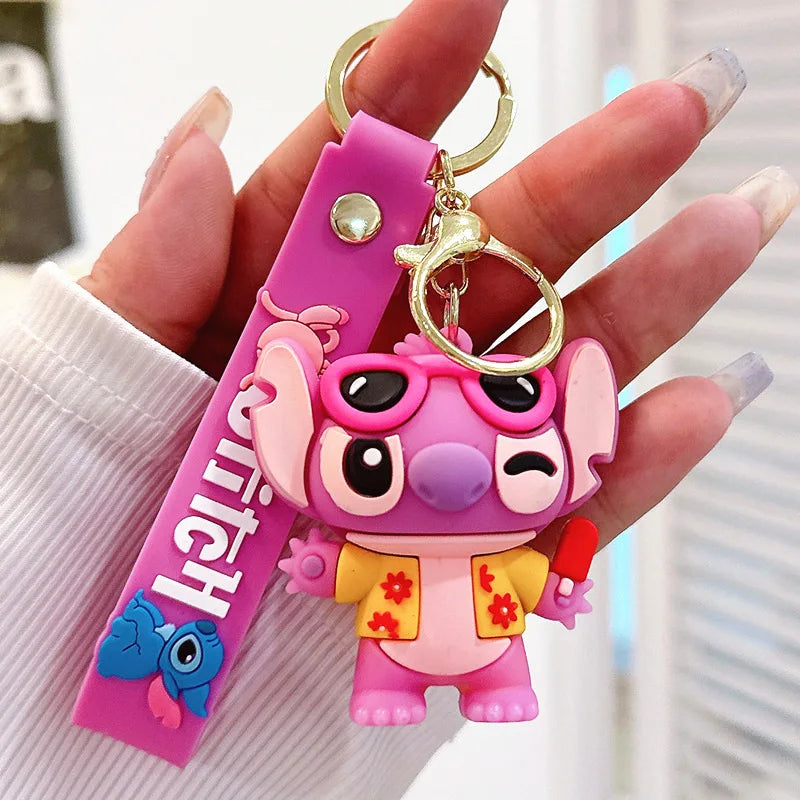 Wholesale Anime Disney Keychain Mickey Mouse Minnie Lilo & Stitch New Cartoon Keyring Key Chain Car Pendant Kids Toys Gifts