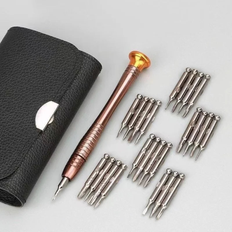 25 in one multi-purpose leather case, manual screwdriver, screwdriver head set, mobile phone, laptop repair tool wholesale