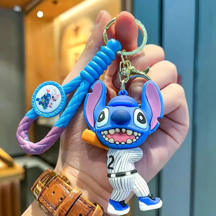 Wholesale Anime Disney Keychain Mickey Mouse Minnie Lilo & Stitch New Cartoon Keyring Key Chain Car Pendant Kids Toys Gifts