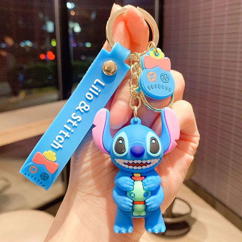 Wholesale Anime Disney Keychain Mickey Mouse Minnie Lilo & Stitch New Cartoon Keyring Key Chain Car Pendant Kids Toys Gifts